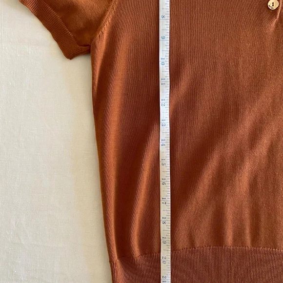 Zara Button Up Women's Polo Shirt Knit Size Medium Brown - Picture 7 of 8